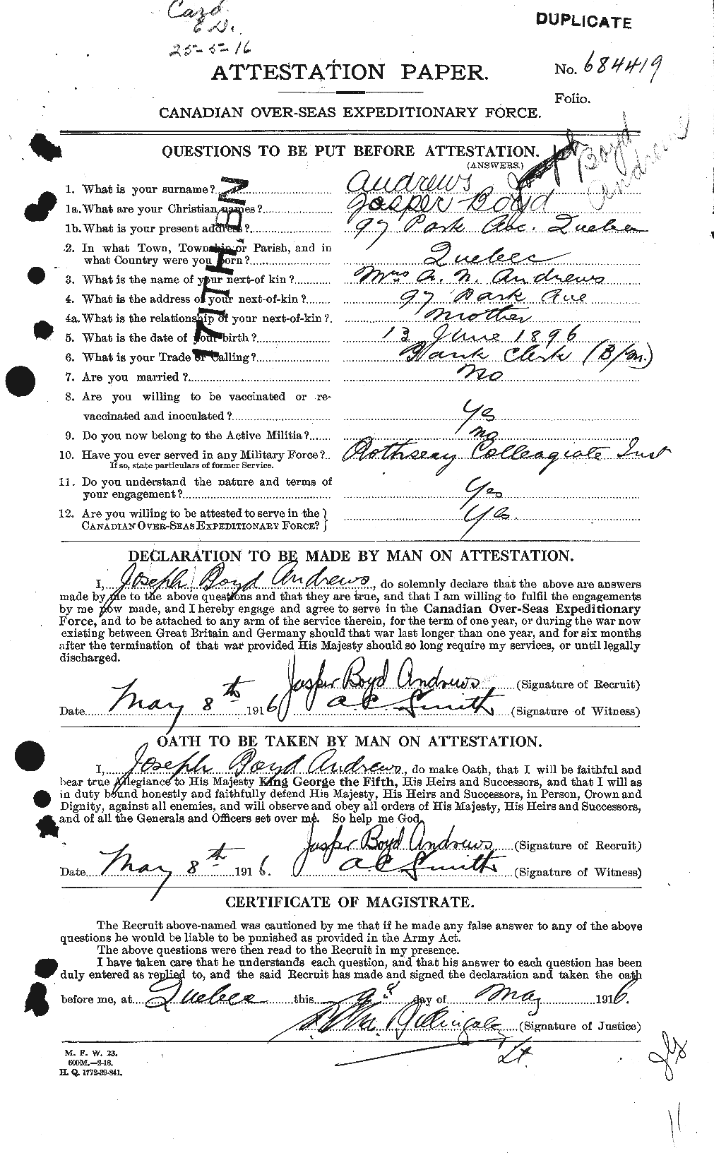 Personnel Records of the First World War - CEF 210224a
