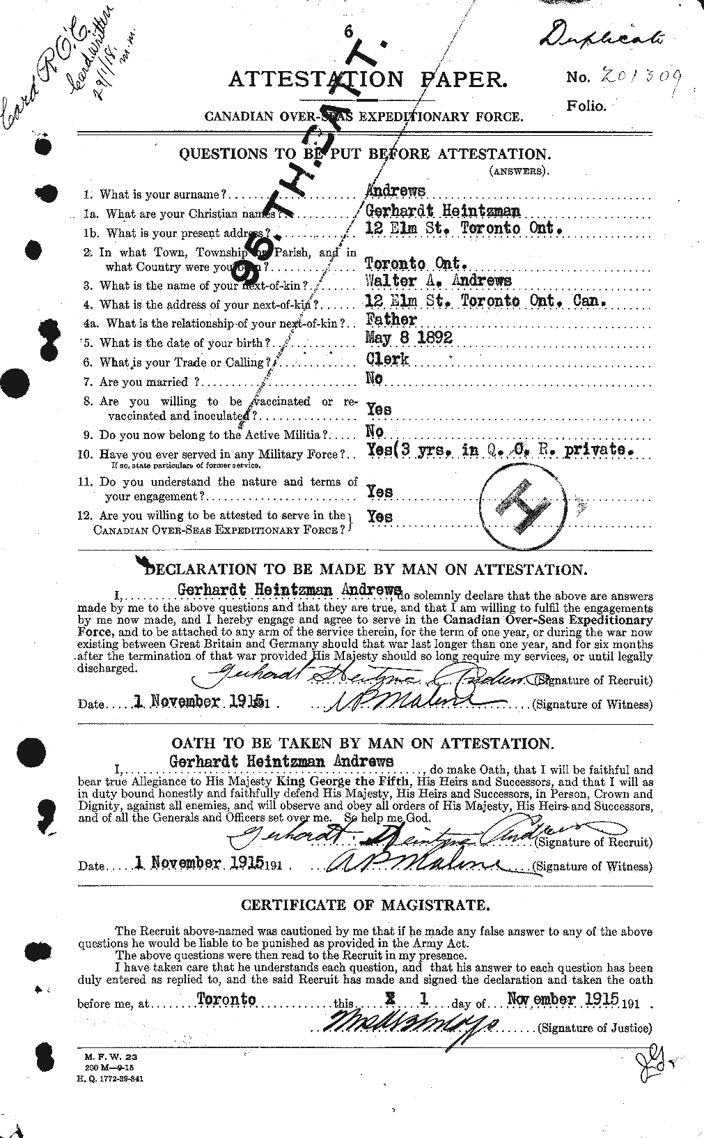 Personnel Records of the First World War - CEF 210307a