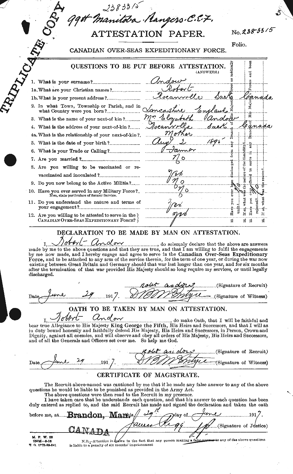 Personnel Records of the First World War - CEF 210631a