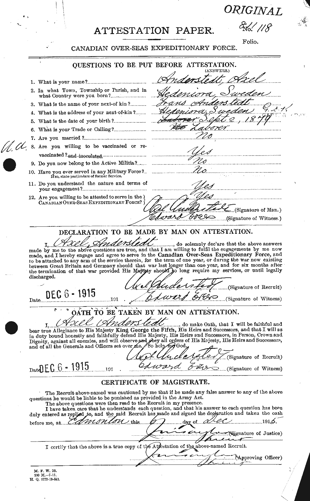 Personnel Records of the First World War - CEF 210644a