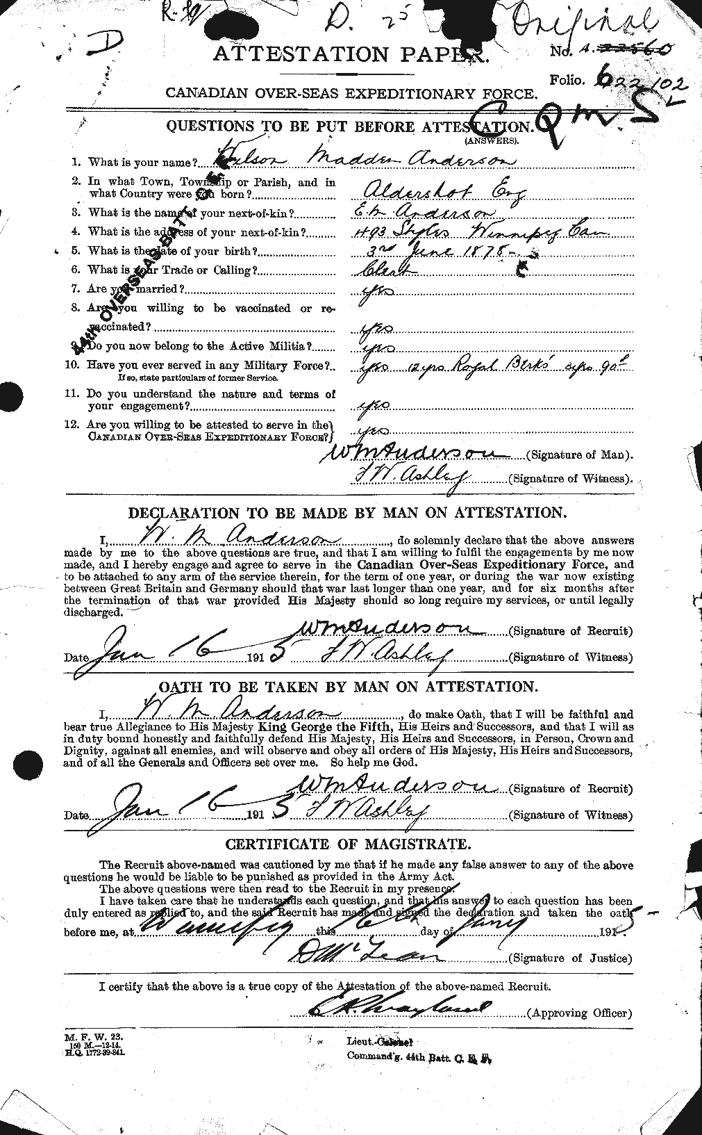 Personnel Records of the First World War - CEF 210663a