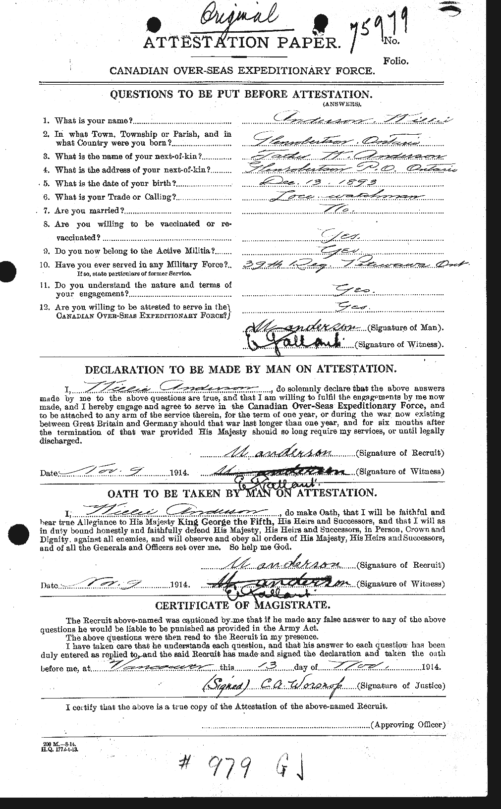 Personnel Records of the First World War - CEF 210666a