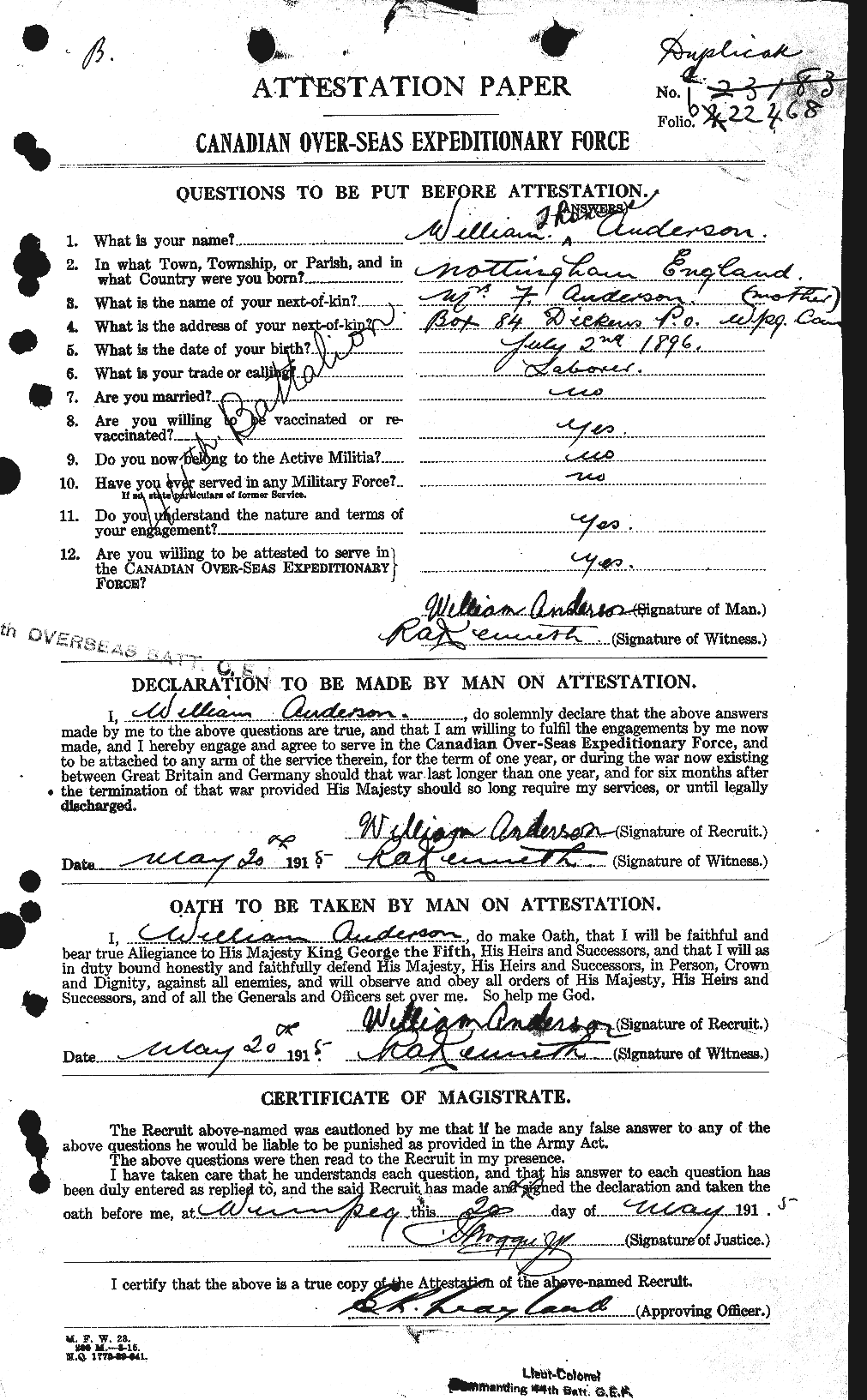 Personnel Records of the First World War - CEF 210673a