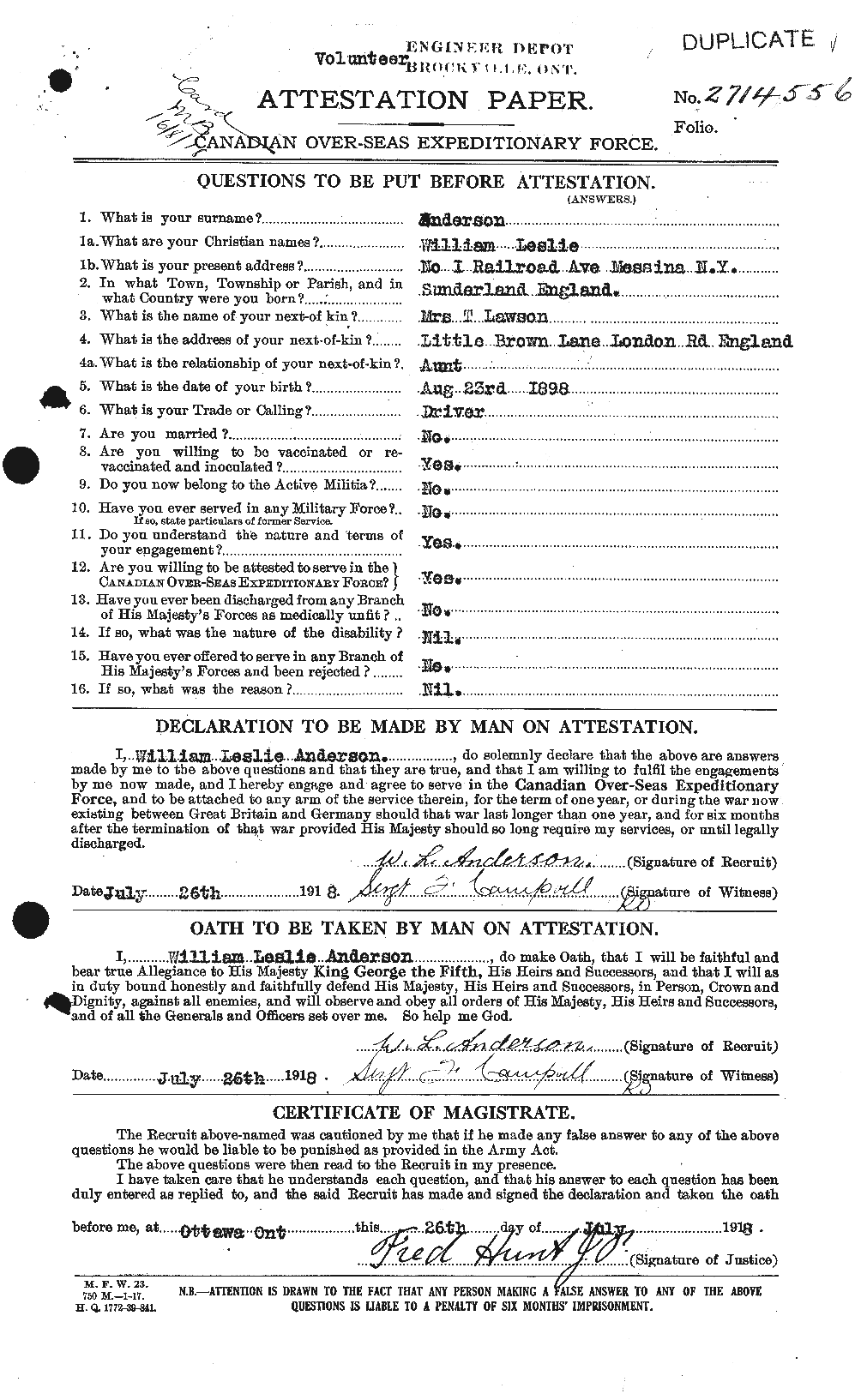 Personnel Records of the First World War - CEF 210687a