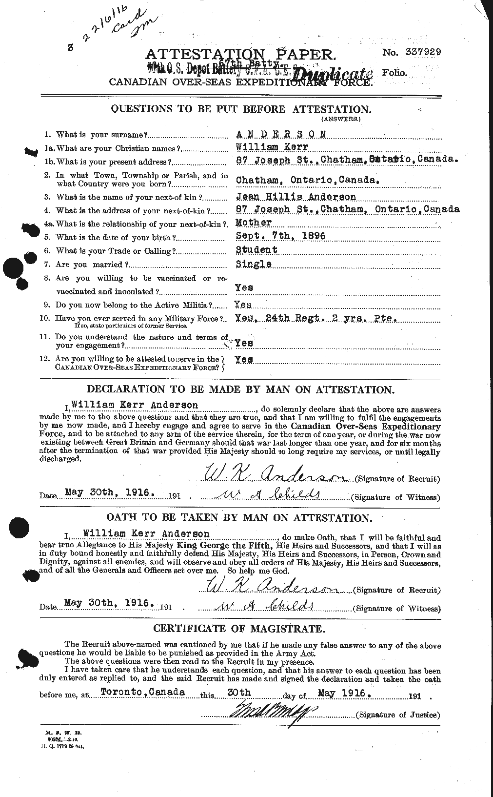 Personnel Records of the First World War - CEF 210689a