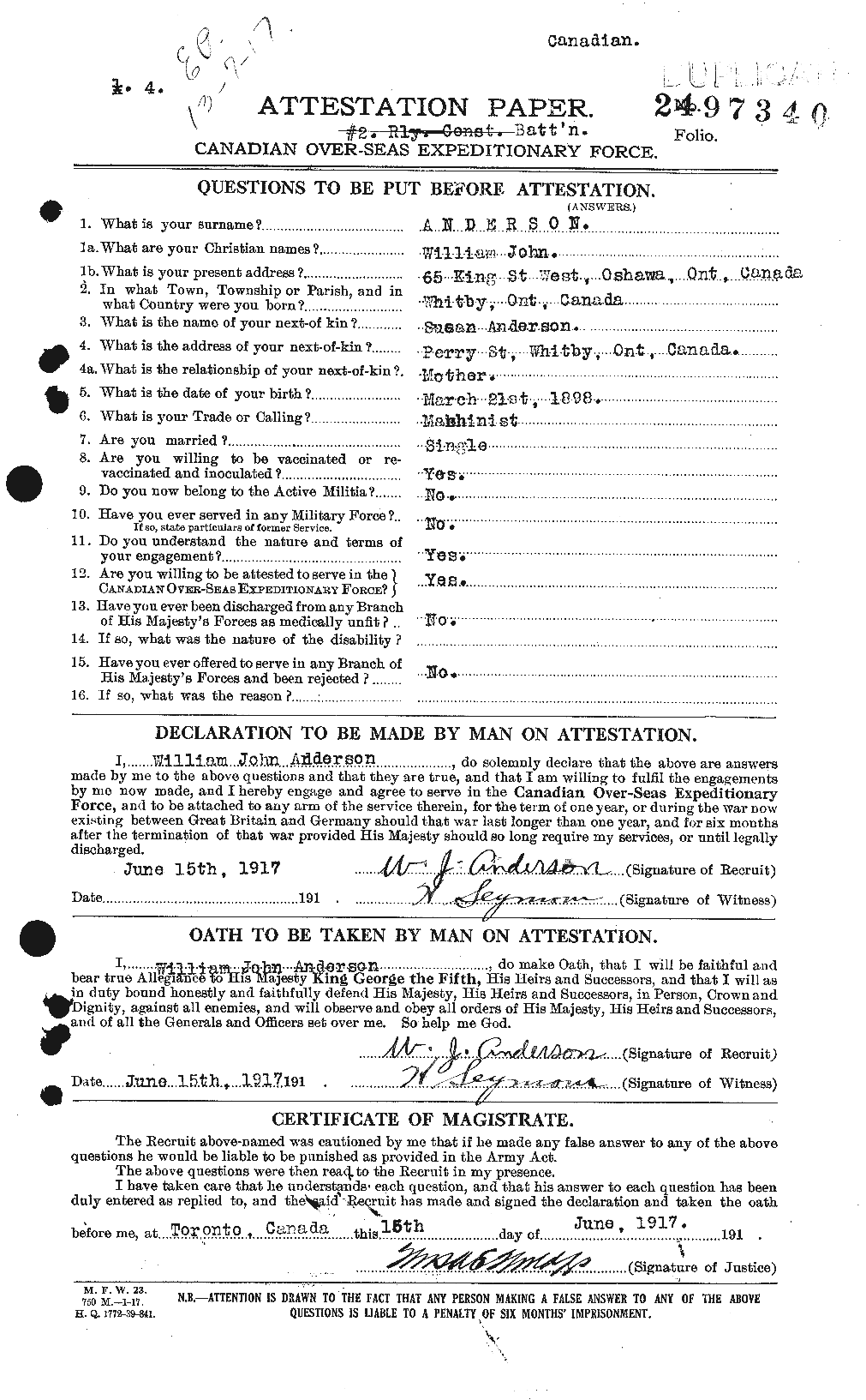 Personnel Records of the First World War - CEF 210697a