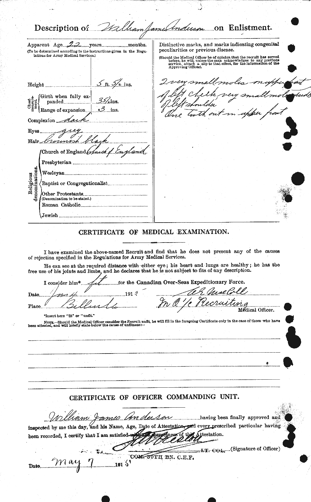 Dossiers du Personnel de la Première Guerre mondiale - CEC 210704b