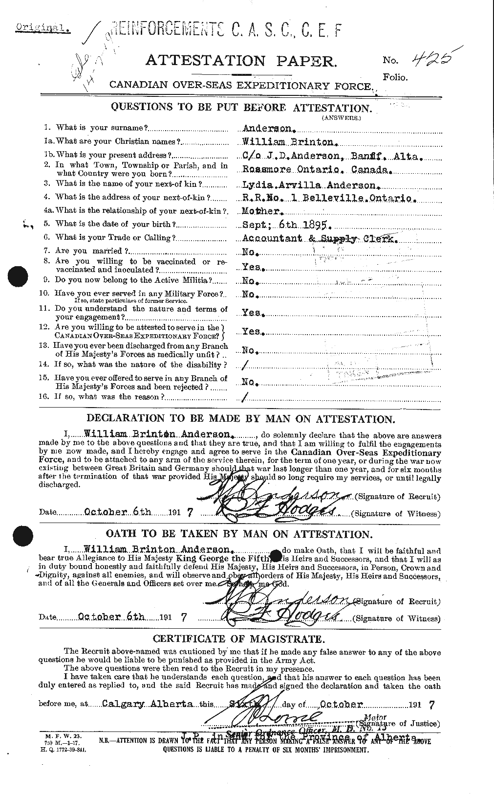 Personnel Records of the First World War - CEF 210737a
