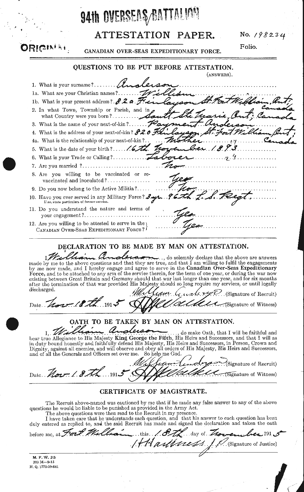 Personnel Records of the First World War - CEF 210761a