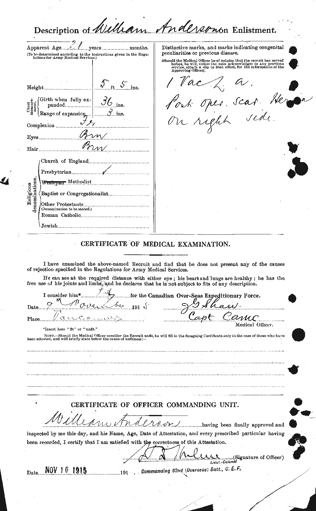 Dossiers du Personnel de la Première Guerre mondiale - CEC 210762b