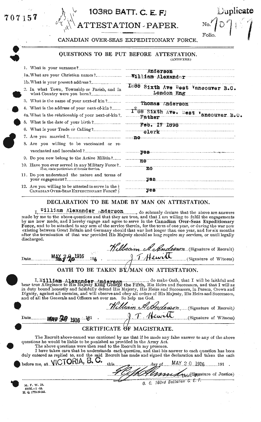 Personnel Records of the First World War - CEF 210773a