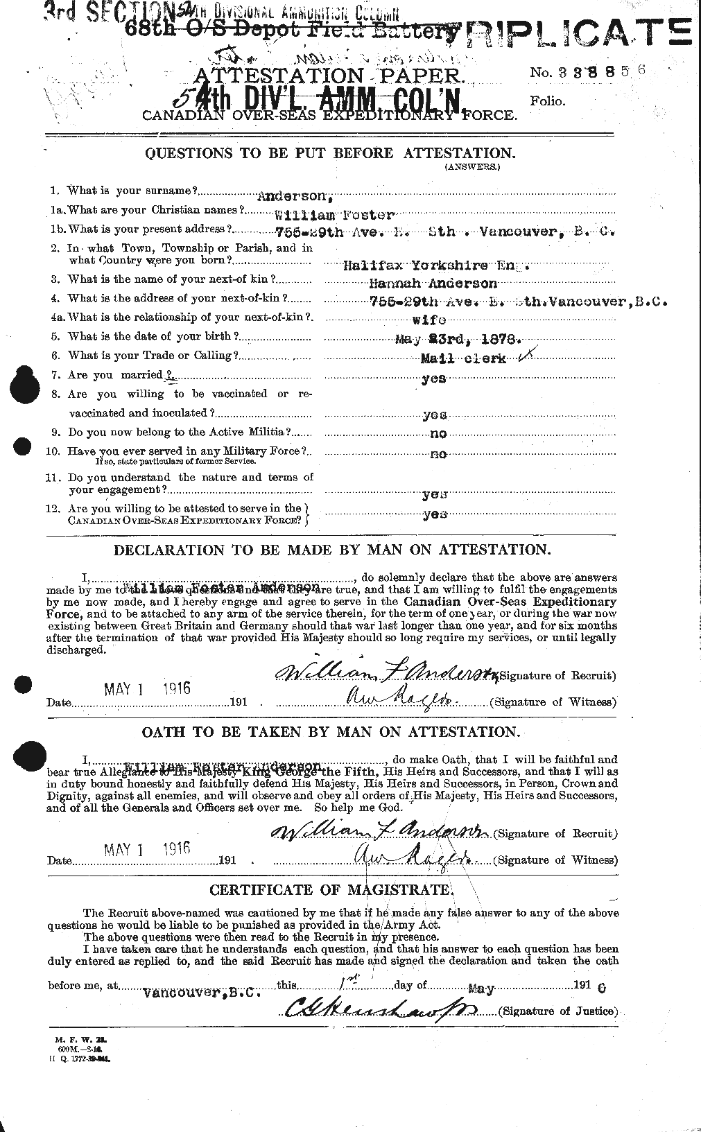 Personnel Records of the First World War - CEF 210794a