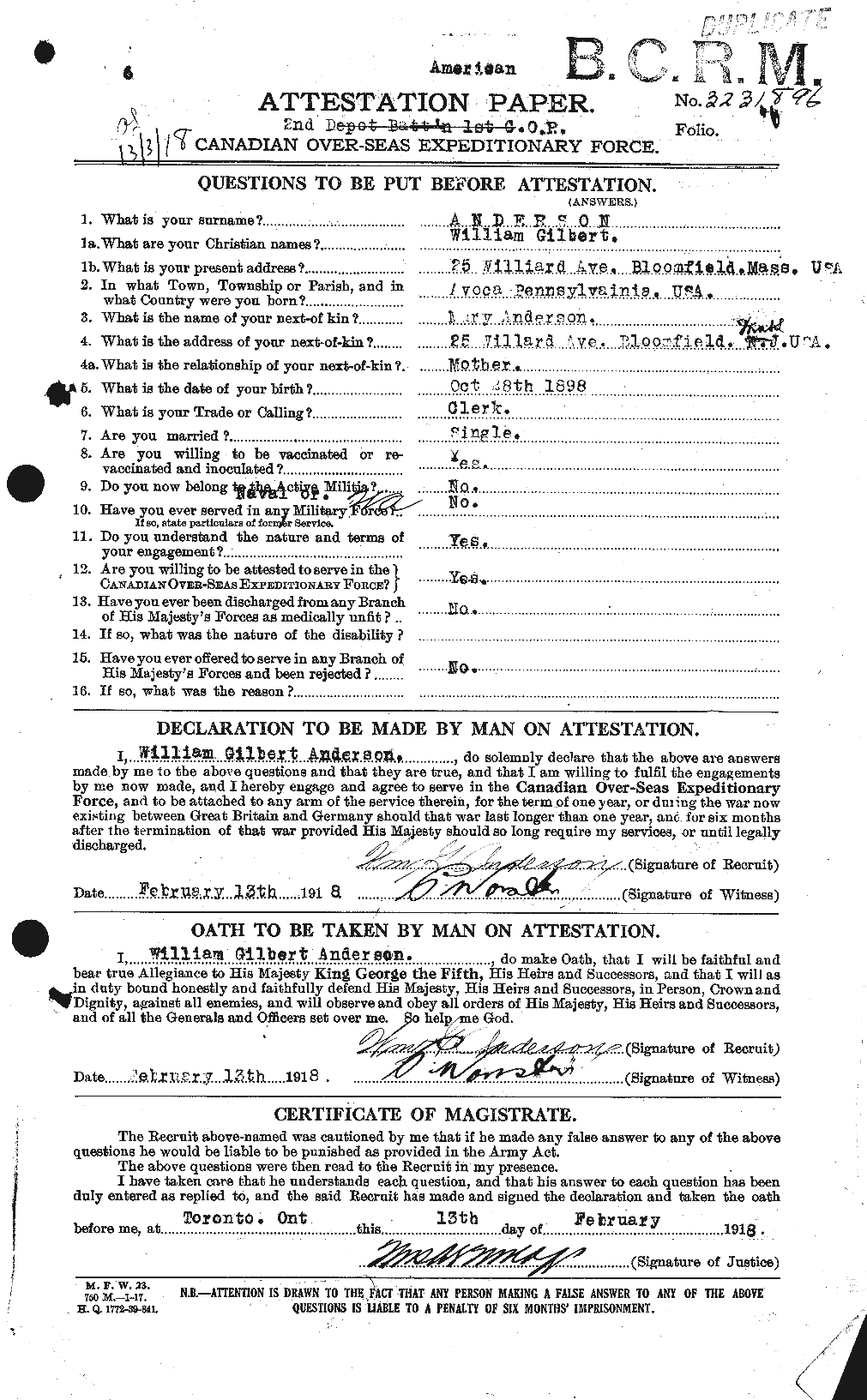 Personnel Records of the First World War - CEF 210796a