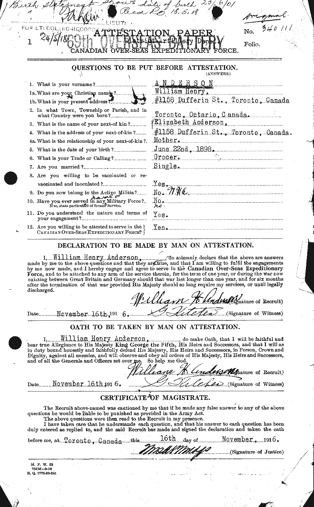 Personnel Records of the First World War - CEF 210801a