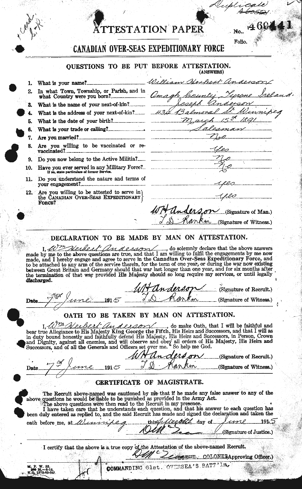 Personnel Records of the First World War - CEF 210806a