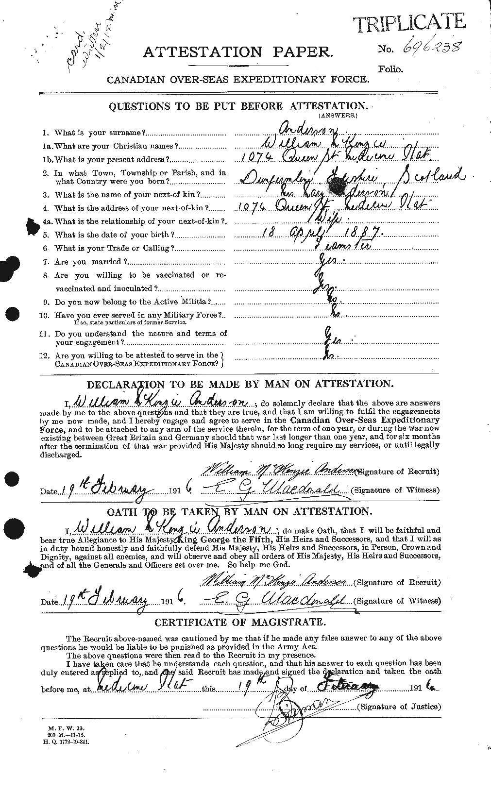 Personnel Records of the First World War - CEF 210833a