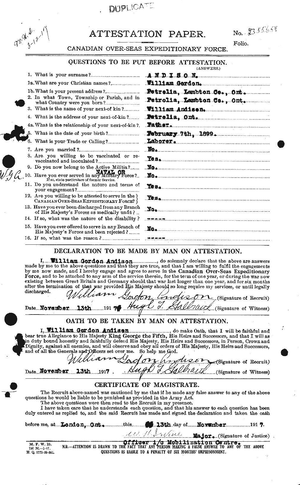Personnel Records of the First World War - CEF 210881a