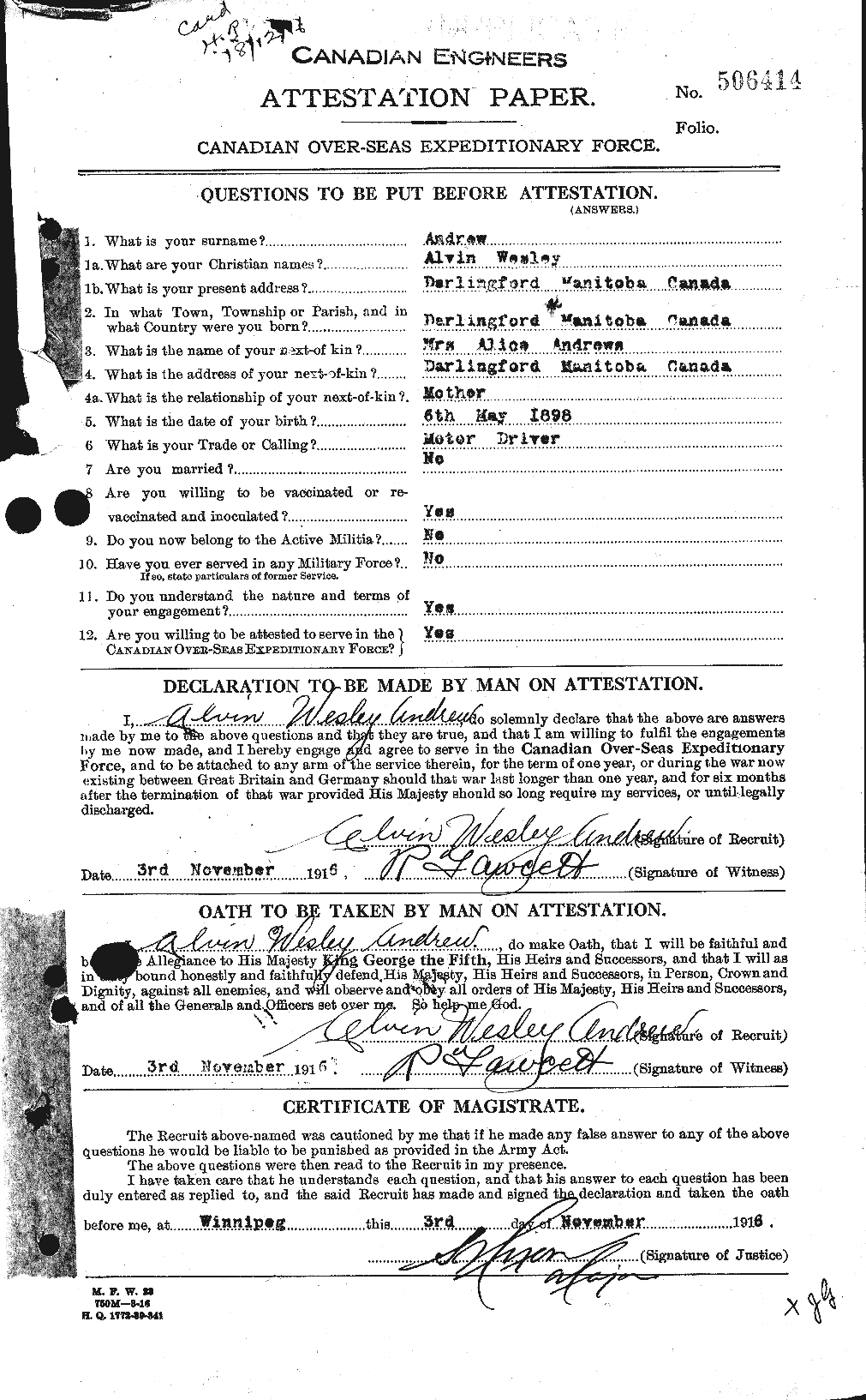 Personnel Records of the First World War - CEF 210949a