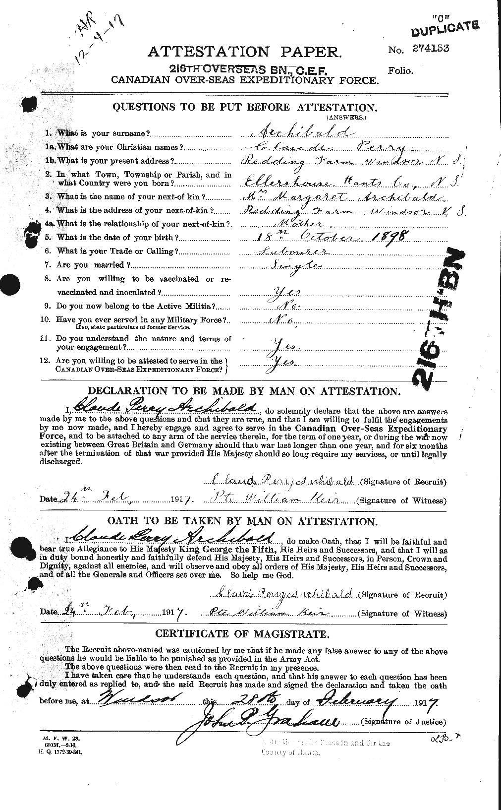 Personnel Records of the First World War - CEF 211638a