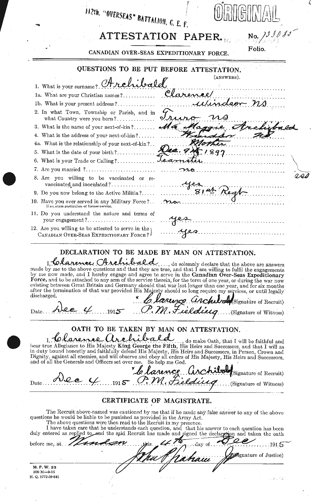 Personnel Records of the First World War - CEF 211640a