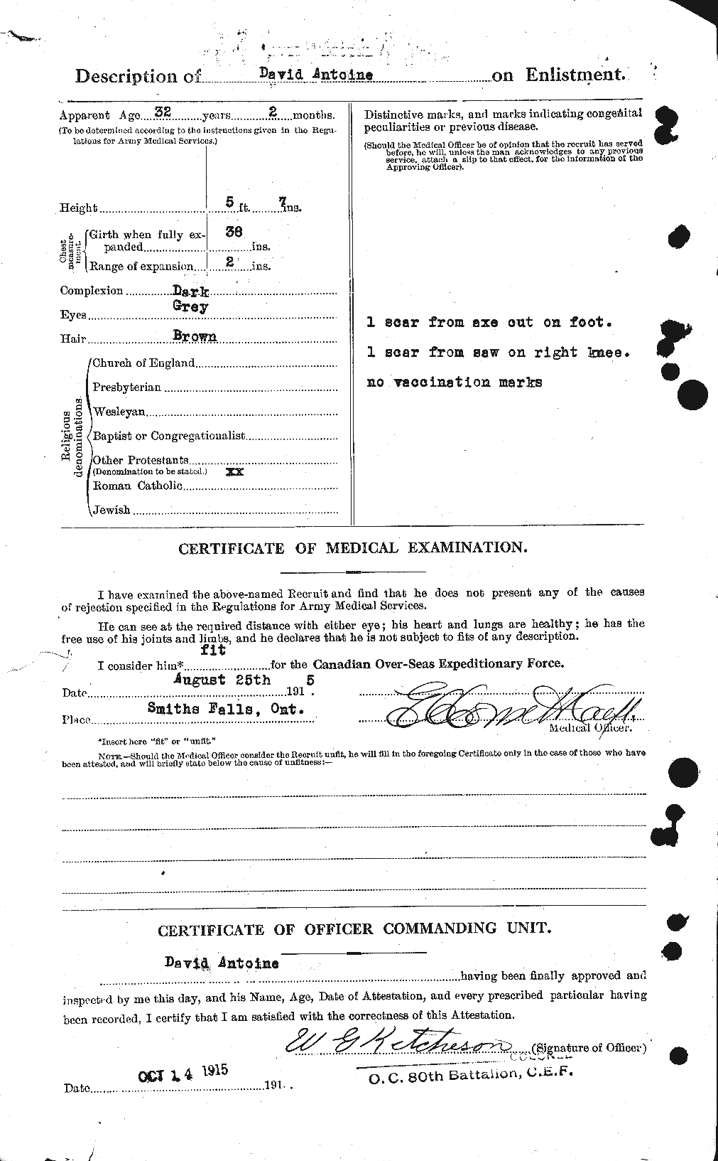 Dossiers du Personnel de la Première Guerre mondiale - CEC 212119b