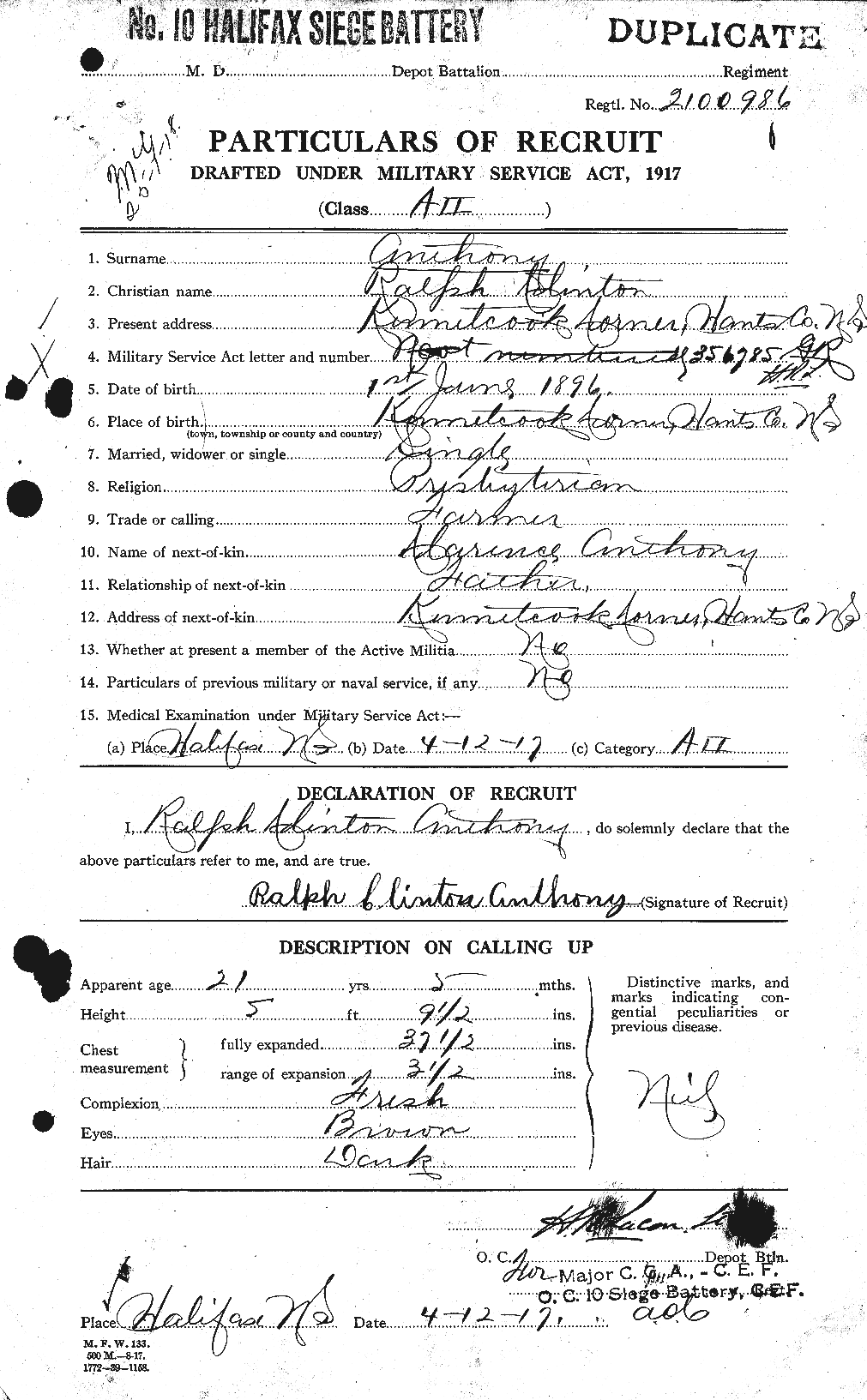 Personnel Records of the First World War - CEF 212178a