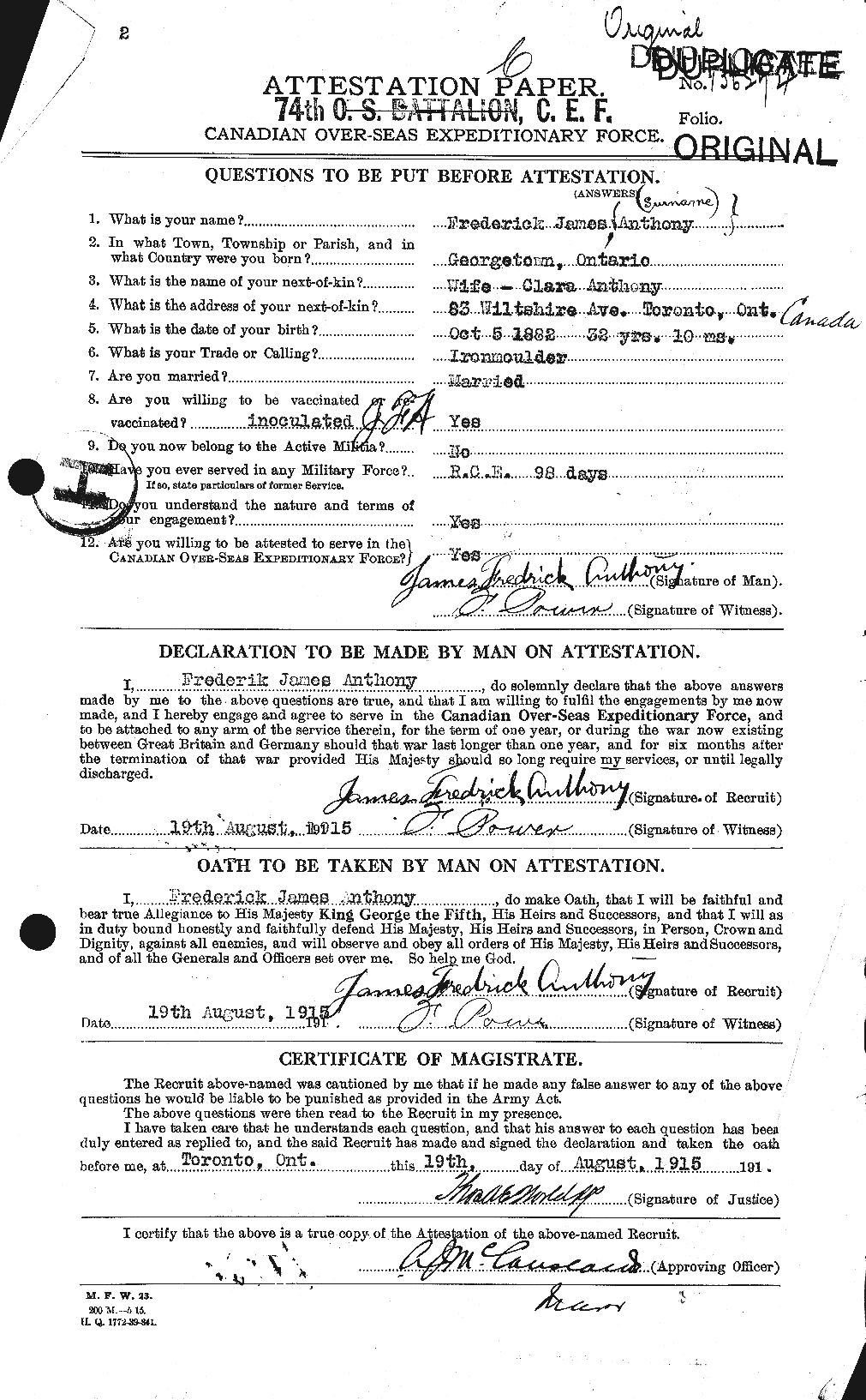 Personnel Records of the First World War - CEF 212214a