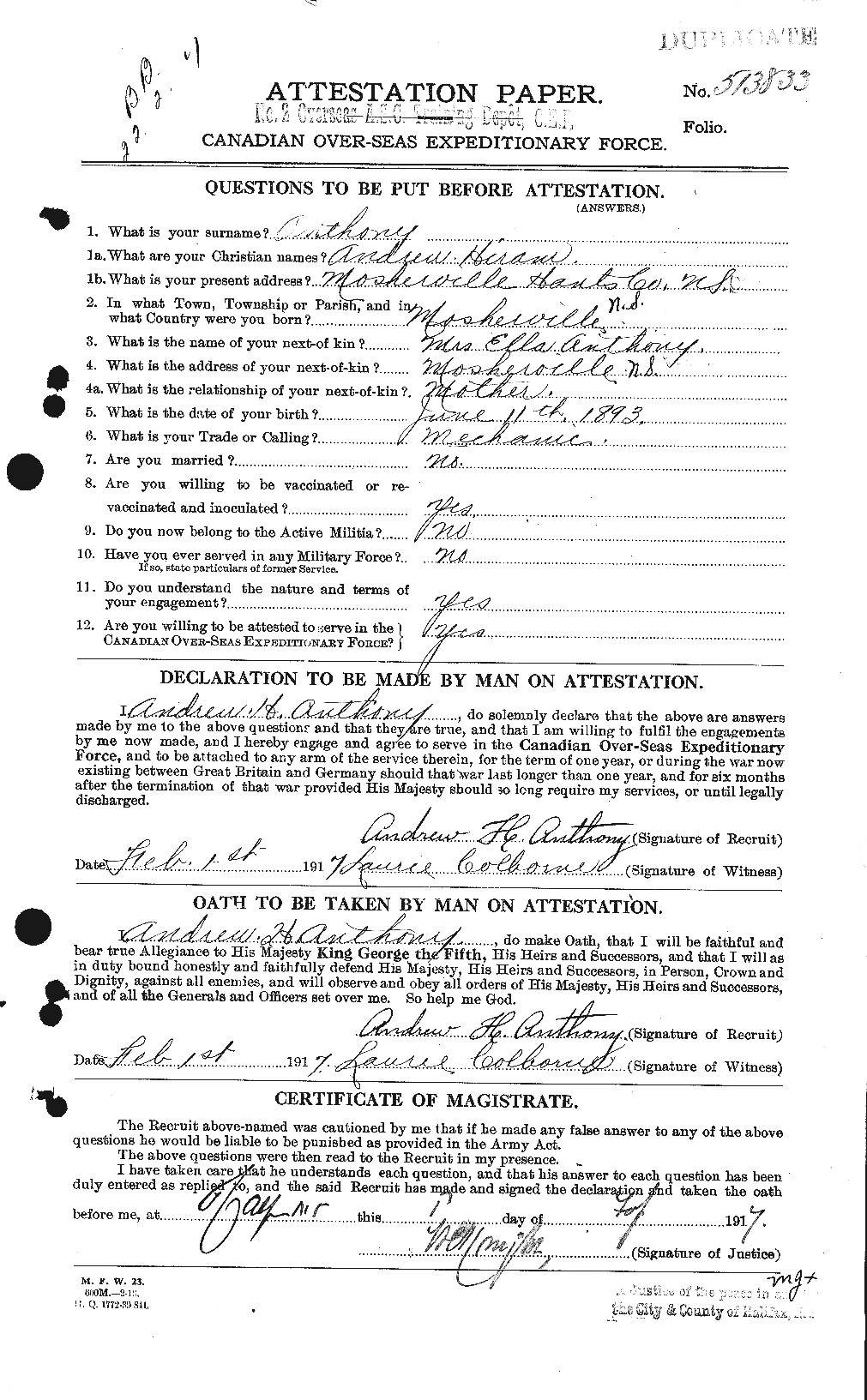 Personnel Records of the First World War - CEF 212239a