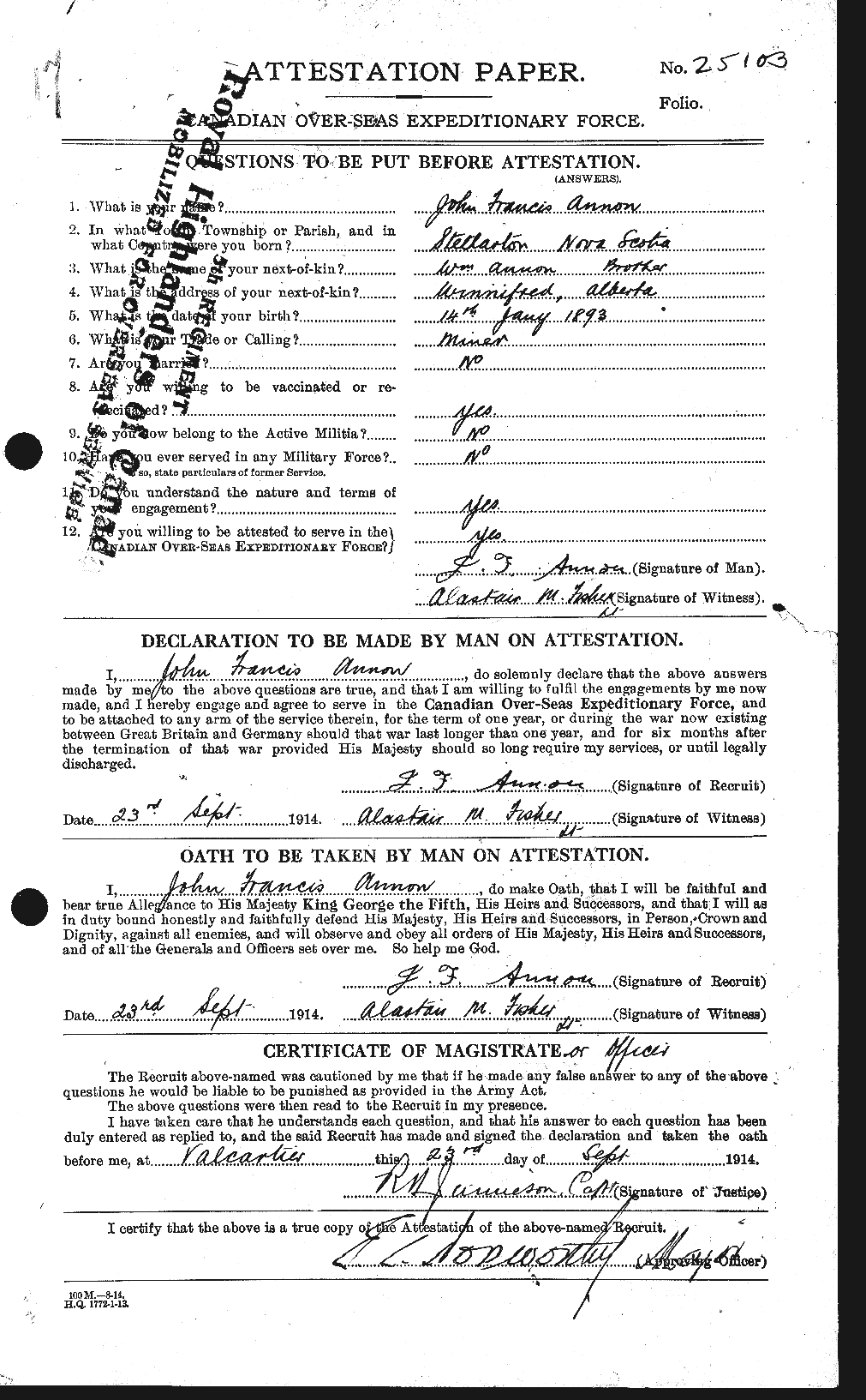 Personnel Records of the First World War - CEF 212382a