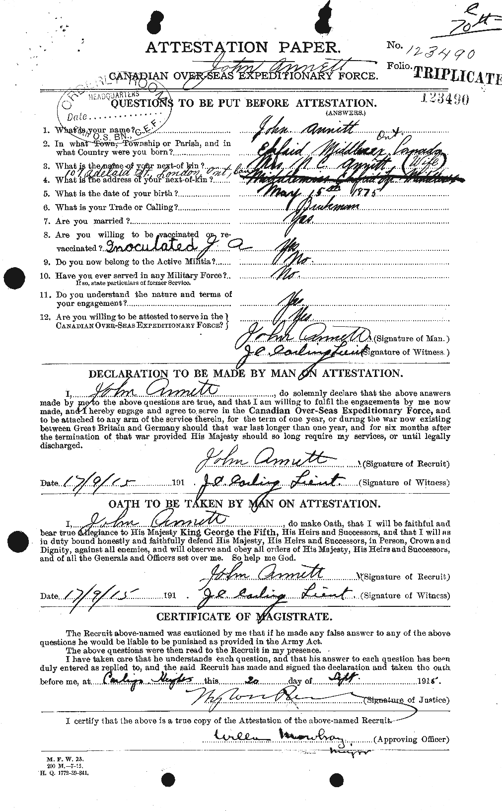 Personnel Records of the First World War - CEF 212384a