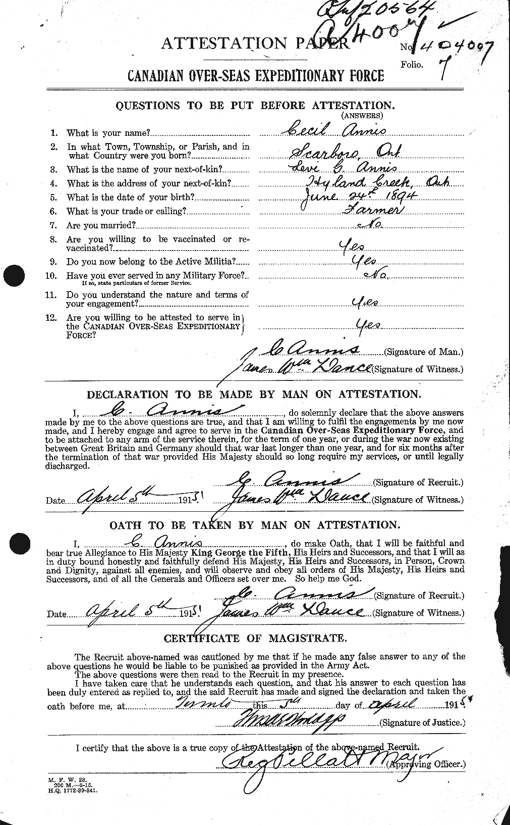 Personnel Records of the First World War - CEF 212414a