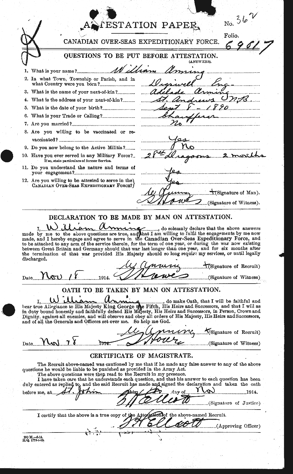 Personnel Records of the First World War - CEF 212422a