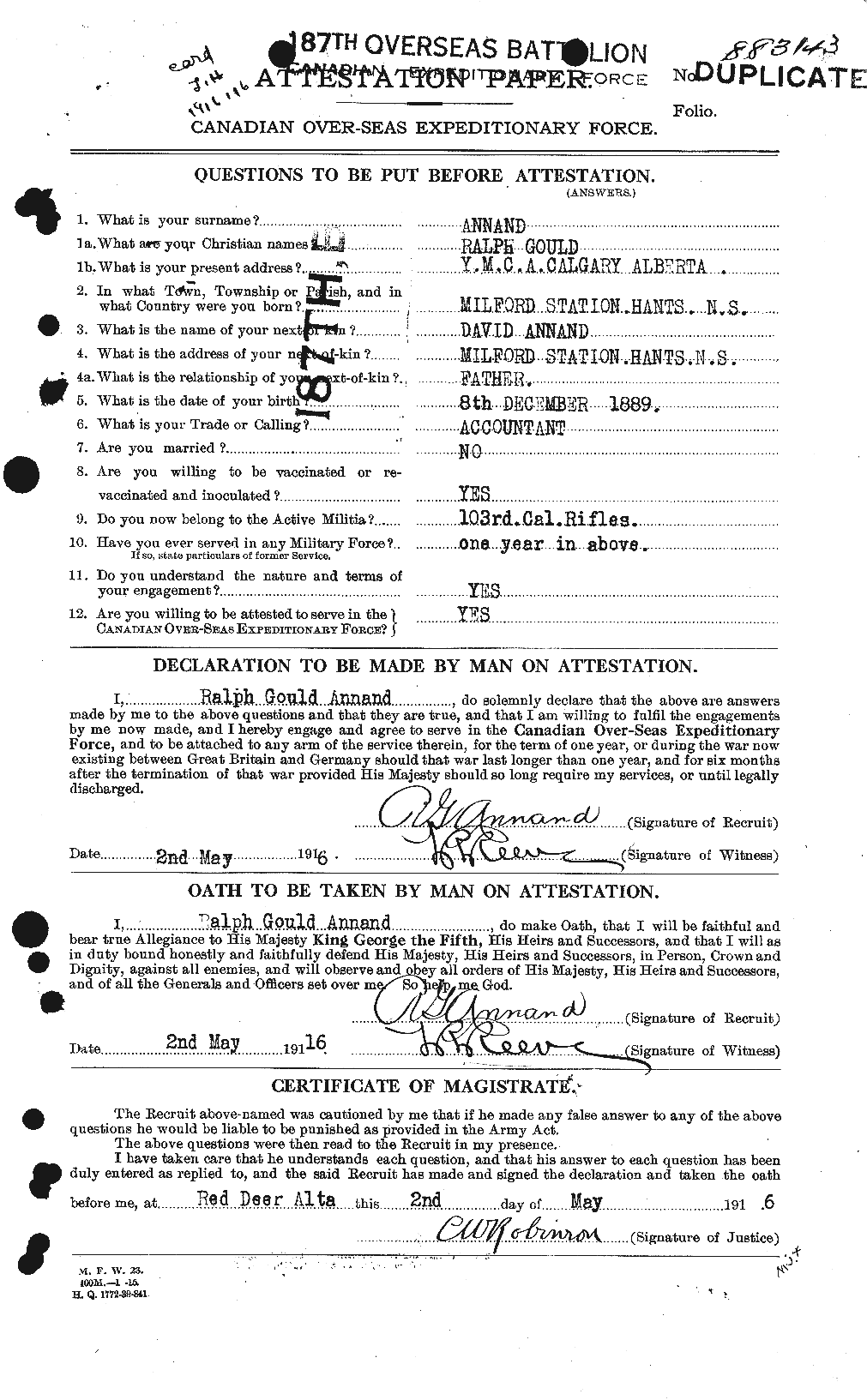 Personnel Records of the First World War - CEF 212488a