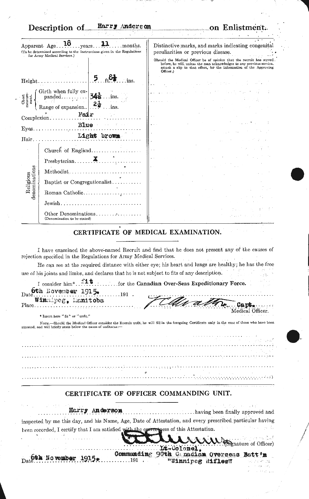 Dossiers du Personnel de la Première Guerre mondiale - CEC 213279b