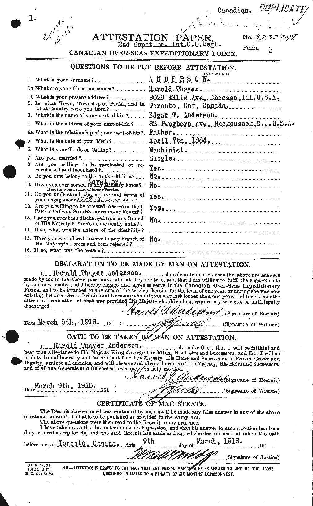 Personnel Records of the First World War - CEF 213285a