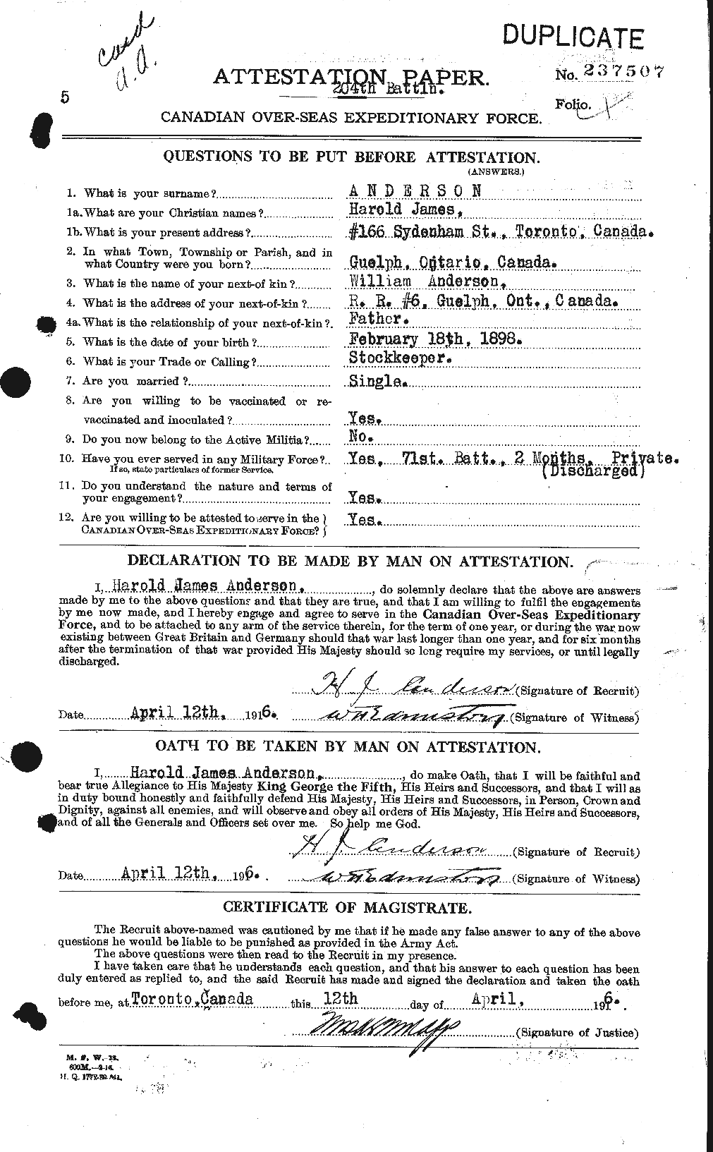 Personnel Records of the First World War - CEF 213286a