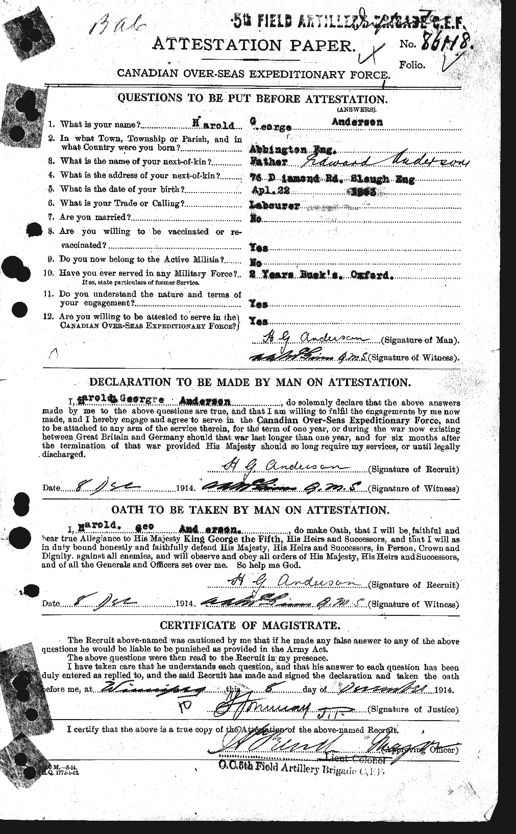 Personnel Records of the First World War - CEF 213289a