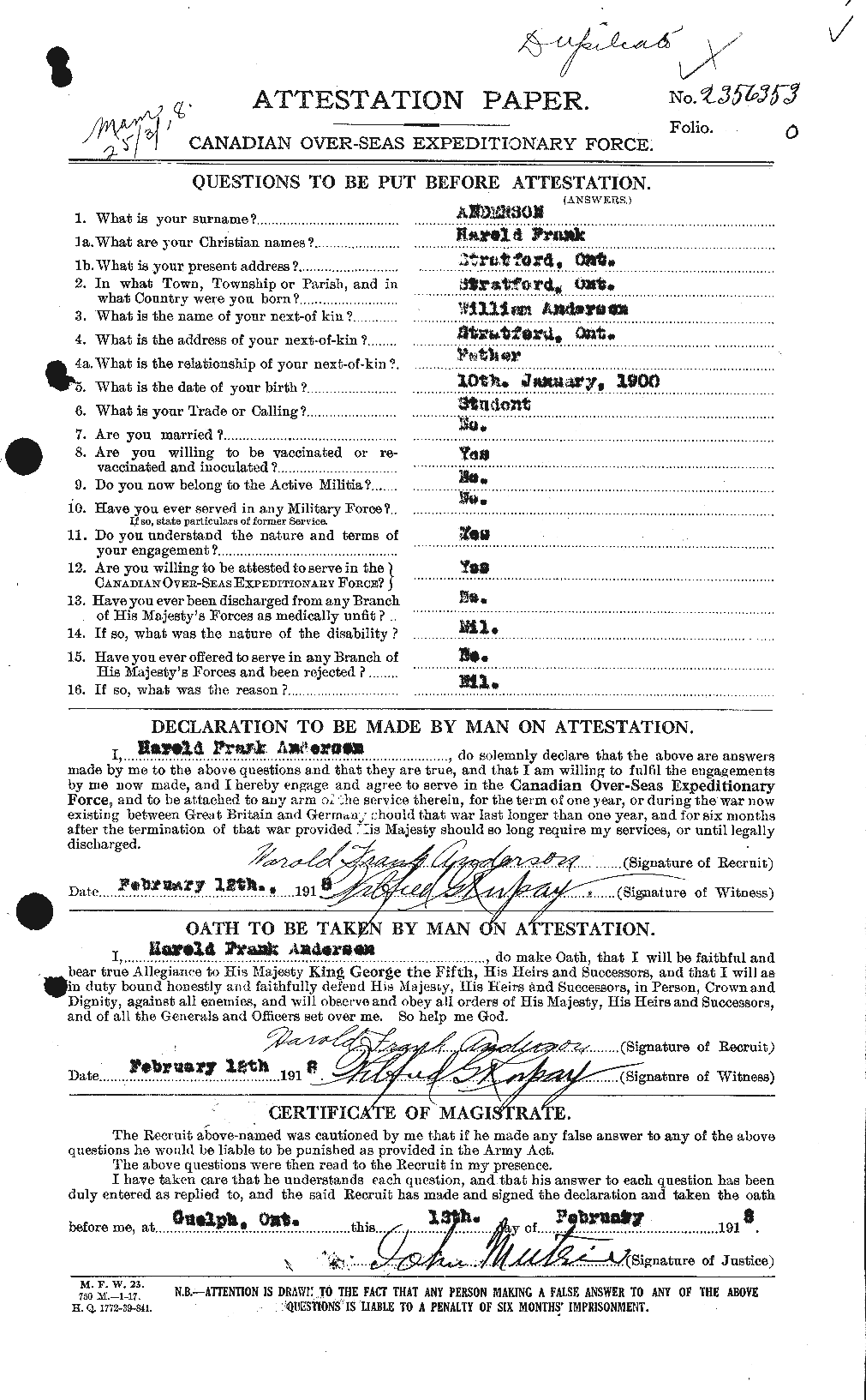 Personnel Records of the First World War - CEF 213290a