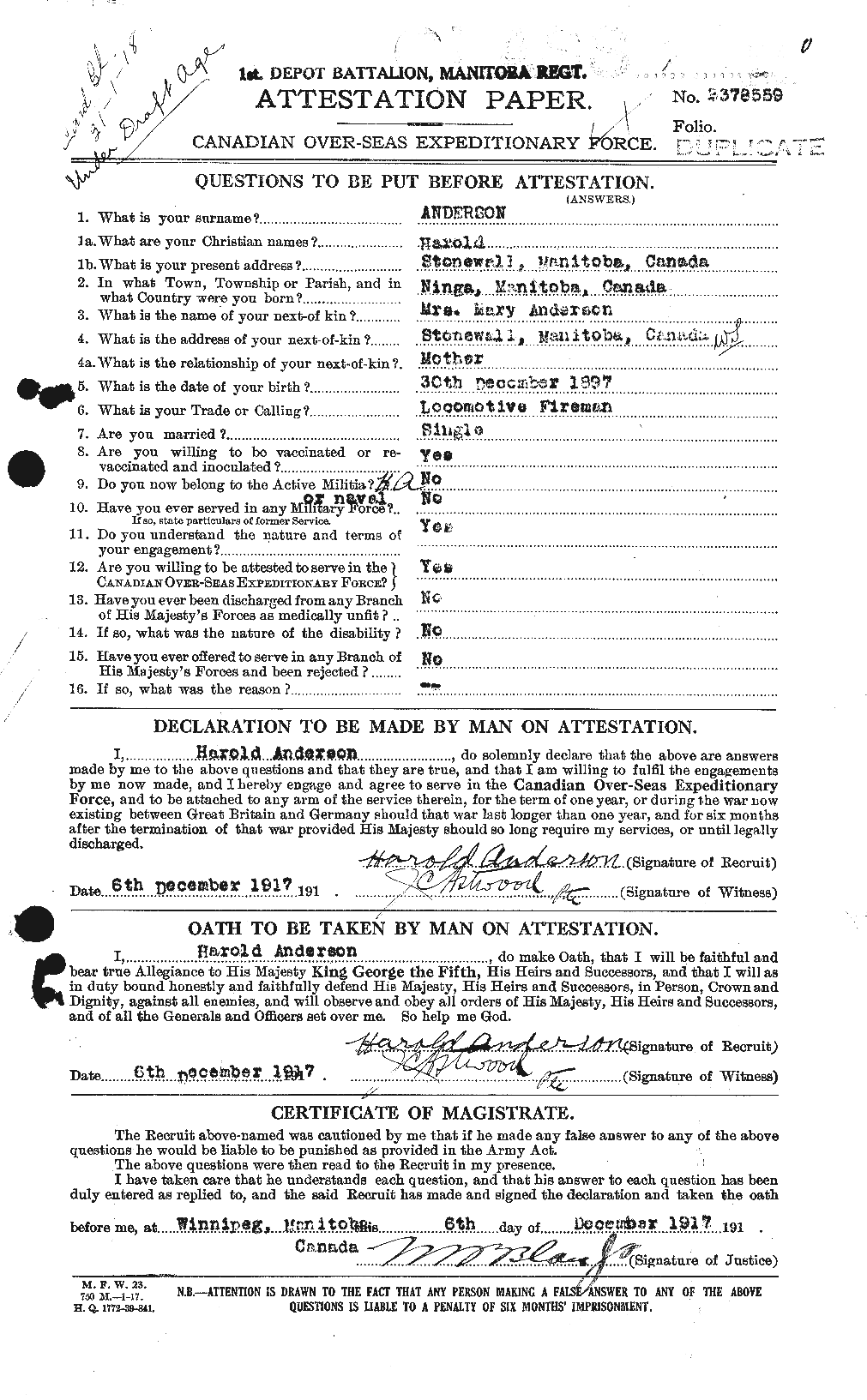 Personnel Records of the First World War - CEF 213297a