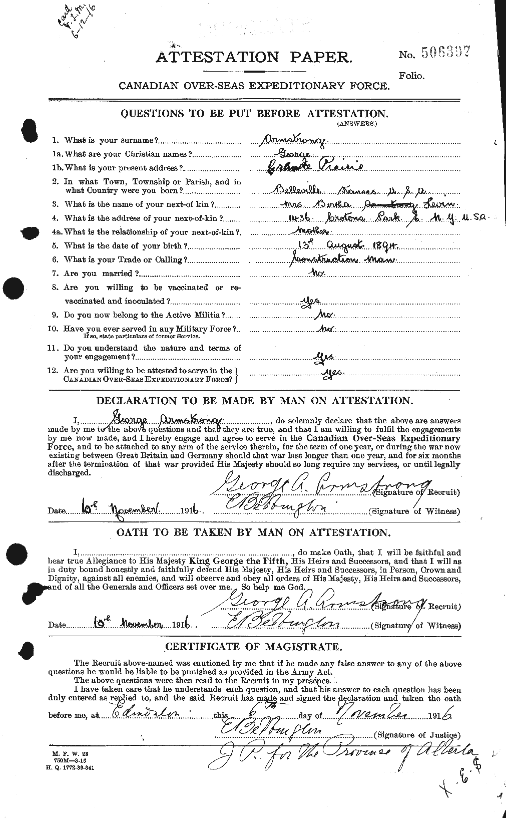 Personnel Records of the First World War - CEF 213737a
