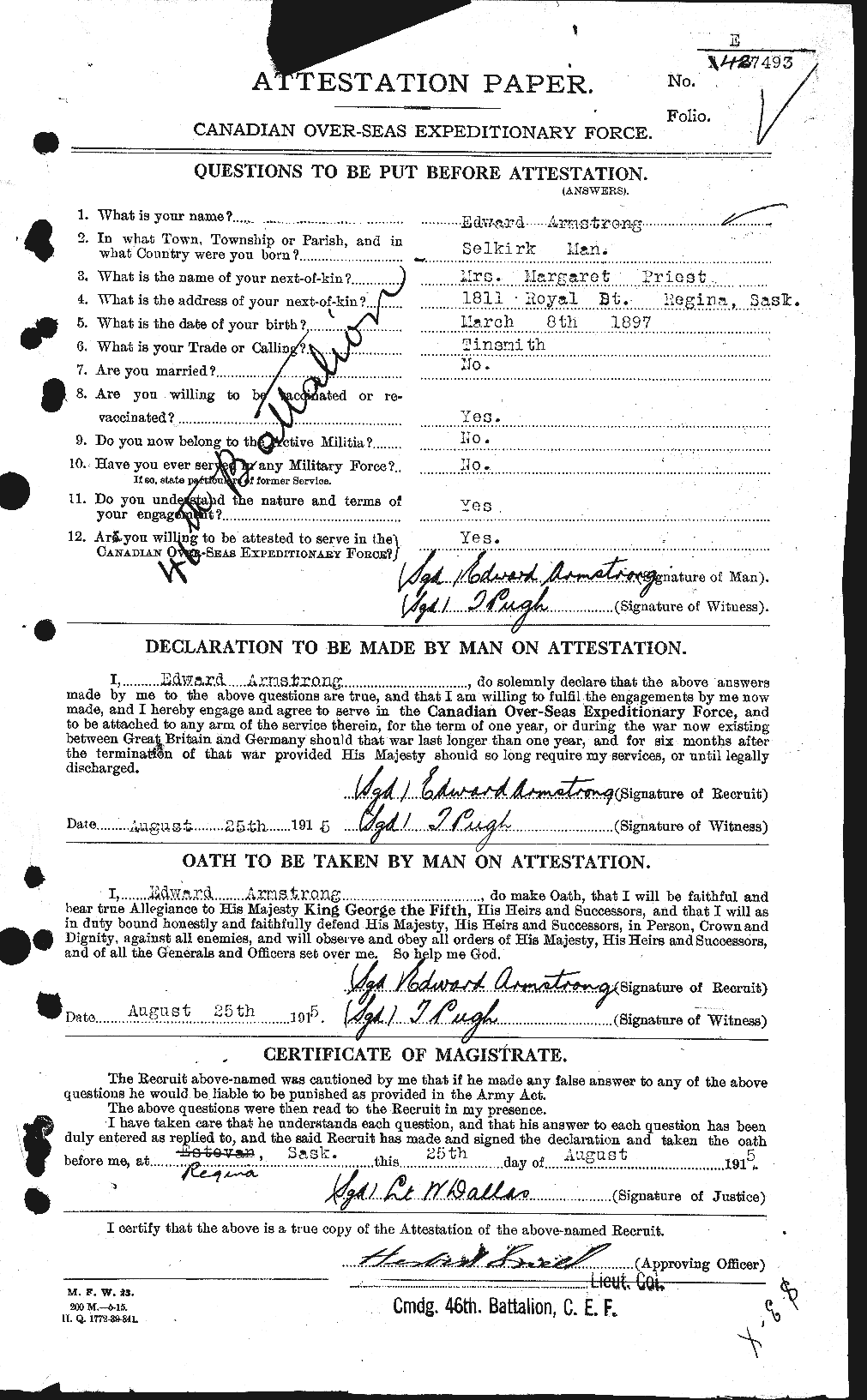Personnel Records of the First World War - CEF 213829a