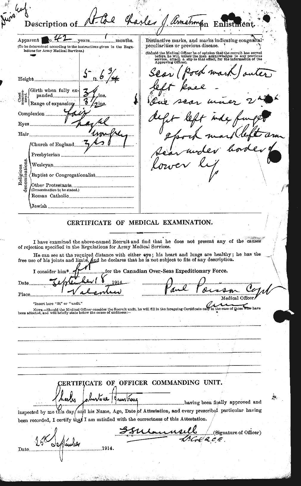 Dossiers du Personnel de la Première Guerre mondiale - CEC 213906b