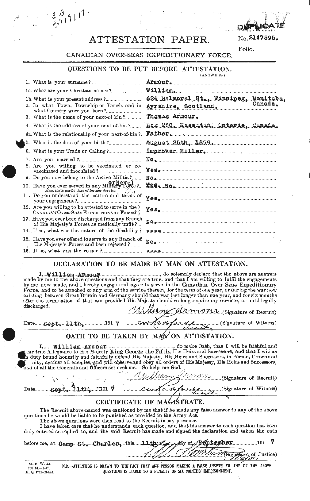 Personnel Records of the First World War - CEF 214033a