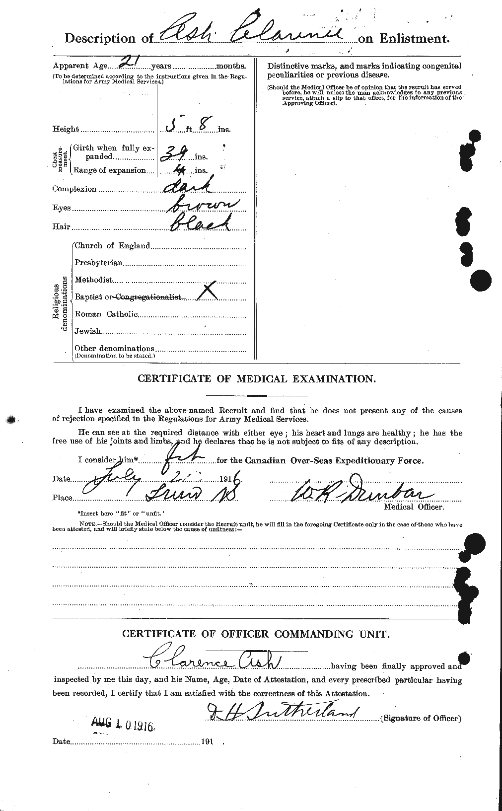 Dossiers du Personnel de la Première Guerre mondiale - CEC 214644b