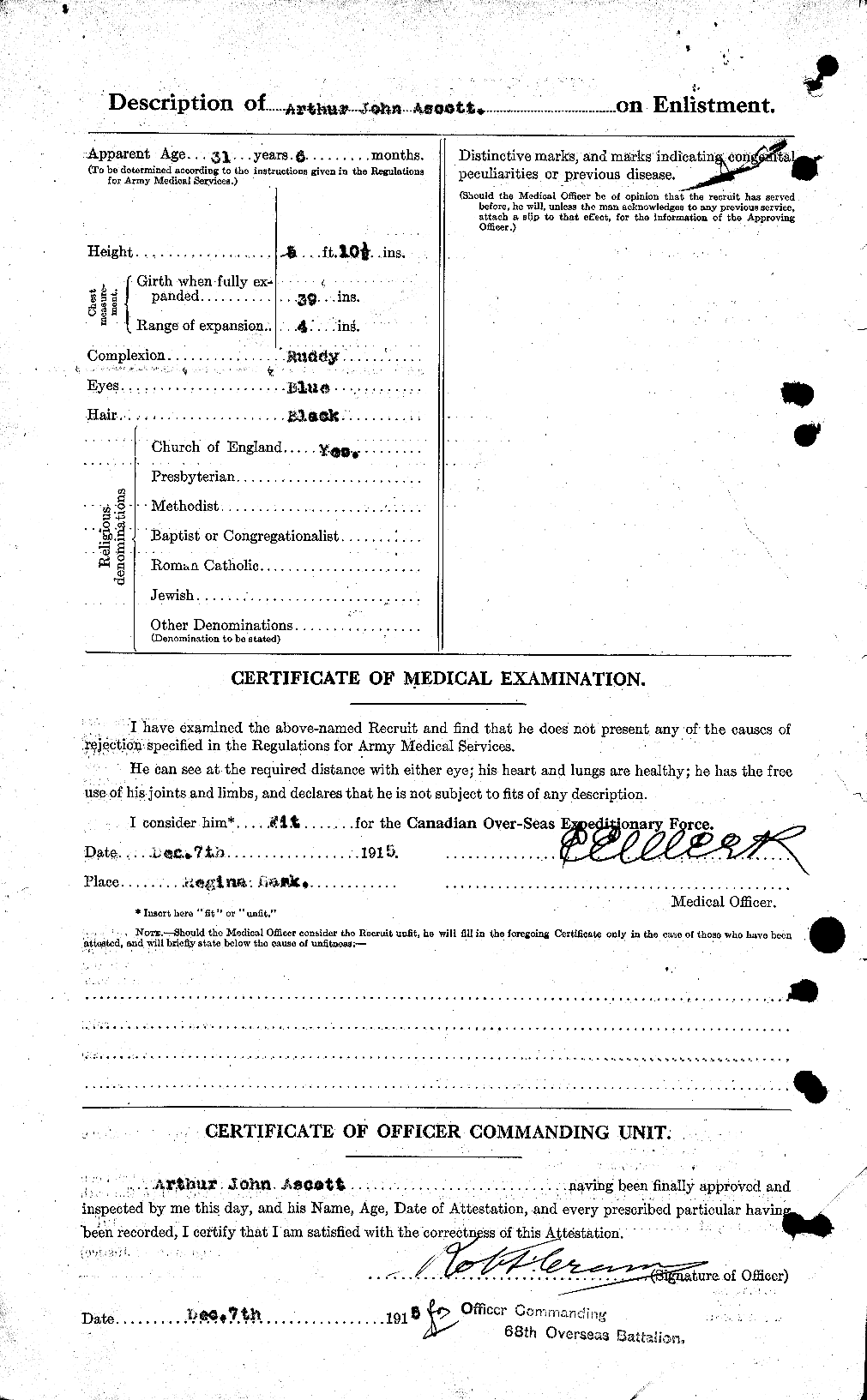 Dossiers du Personnel de la Première Guerre mondiale - CEC 214679b
