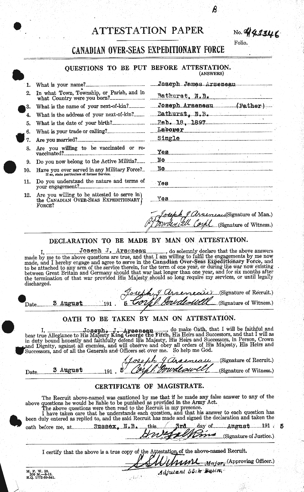 Personnel Records of the First World War - CEF 214950a