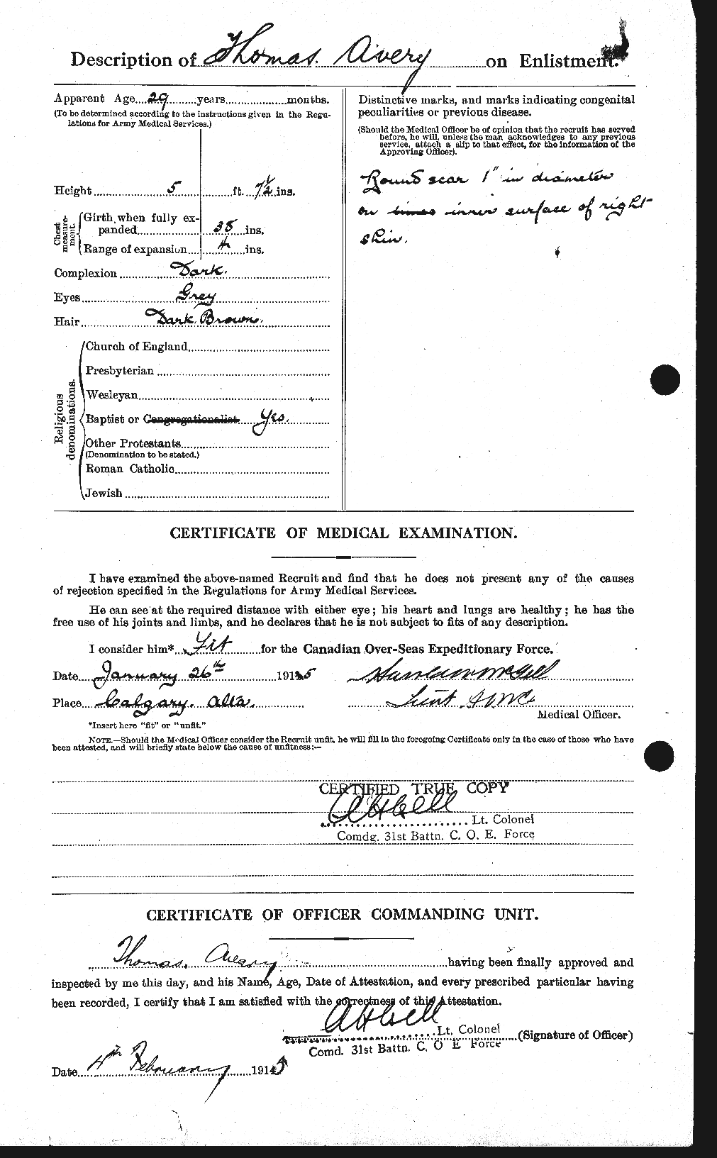 Dossiers du Personnel de la Première Guerre mondiale - CEC 215089b