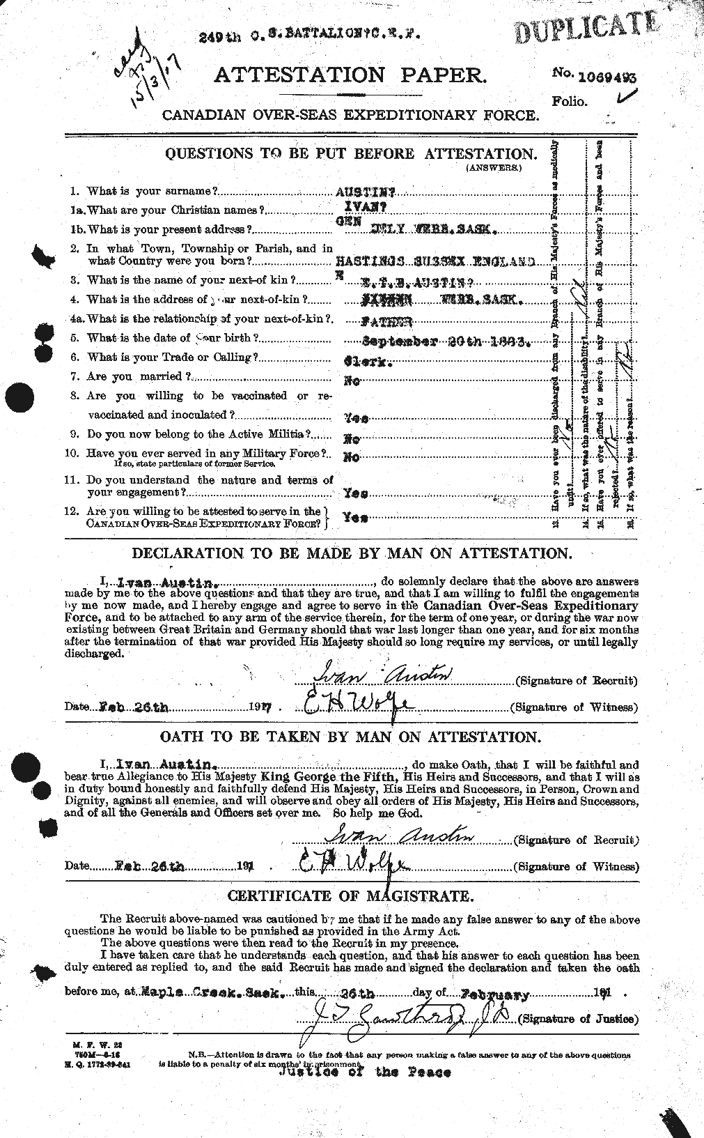 Personnel Records of the First World War - CEF 215351a