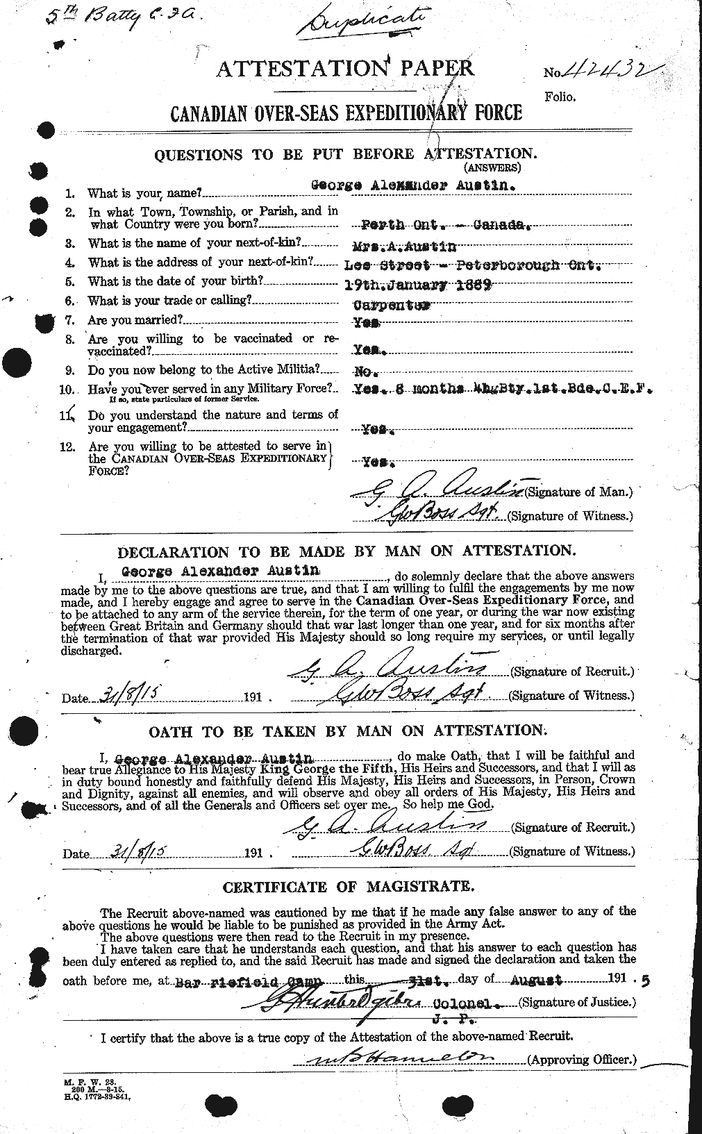 Personnel Records of the First World War - CEF 215385a