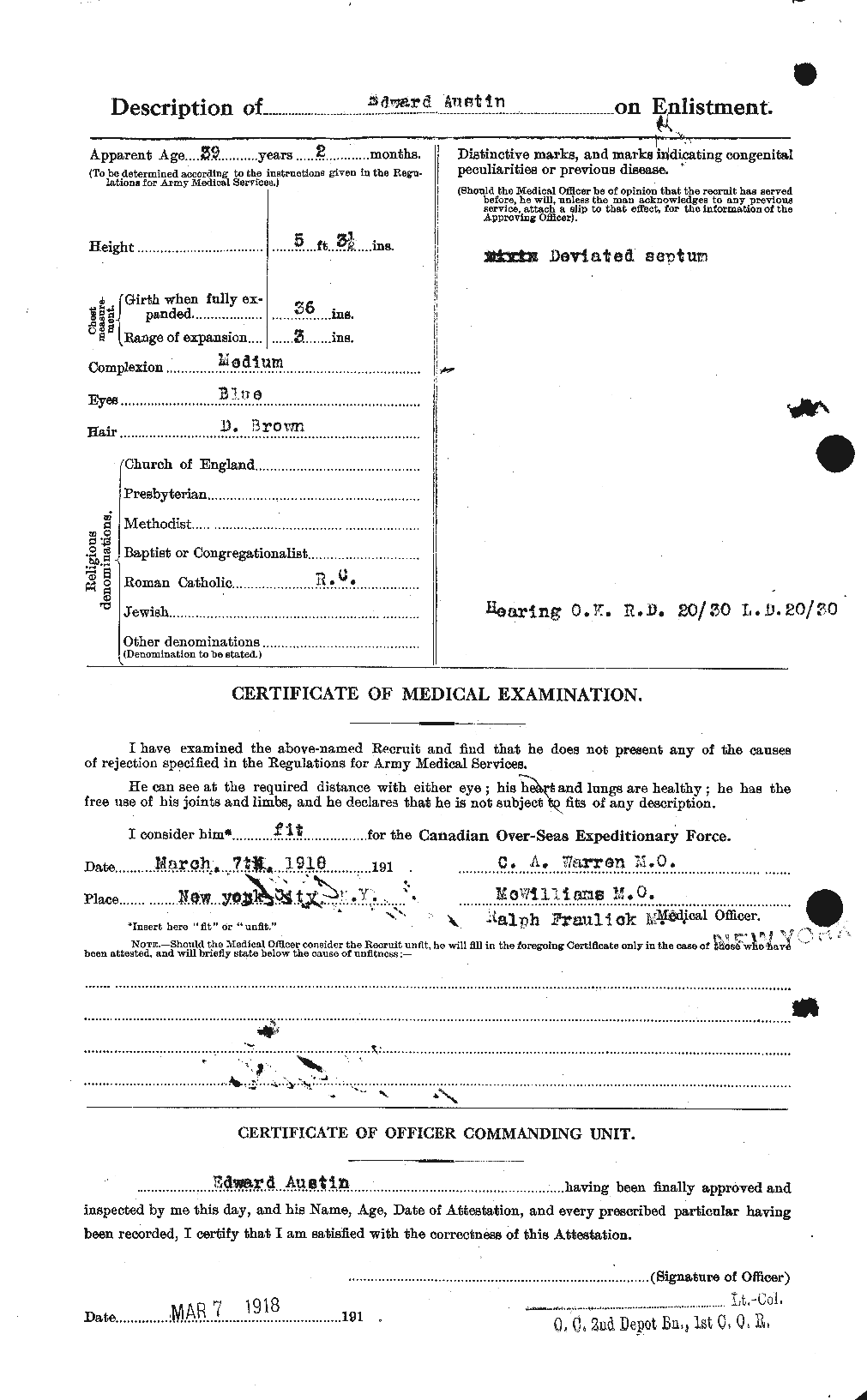Dossiers du Personnel de la Première Guerre mondiale - CEC 215430b